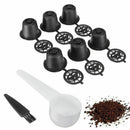 6Pcs/Set for Reusable Nespresso Coffee Capsules Cups with Spoon Brush Black