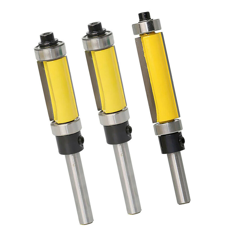 3pcs Flush Trim Router Bit Bearing Woodworking Tool, 1/4 Shank Diameter