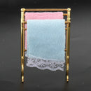 1:12 Scale Metal Free-Standing Hand Towel Drying Rack with 2 Towels for
