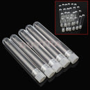 10 X NEW 12x100mm Clear Plastic Test Tubes with White Caps SE