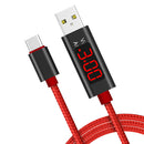 Voltage & Current LED Display Nylon Cellphone Micro USB Cable Charge Wire 1m
