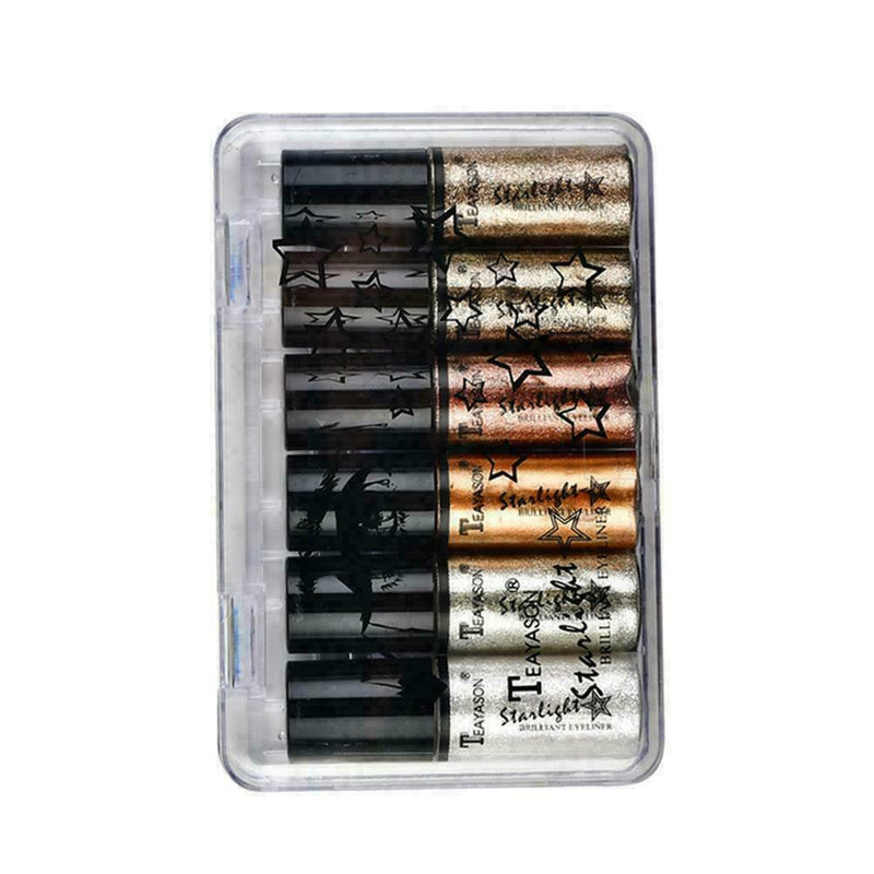 6Pcs/Box Professional Shiny Women Liquid Eyeliners Pigment Glitter E5J5 D2M9