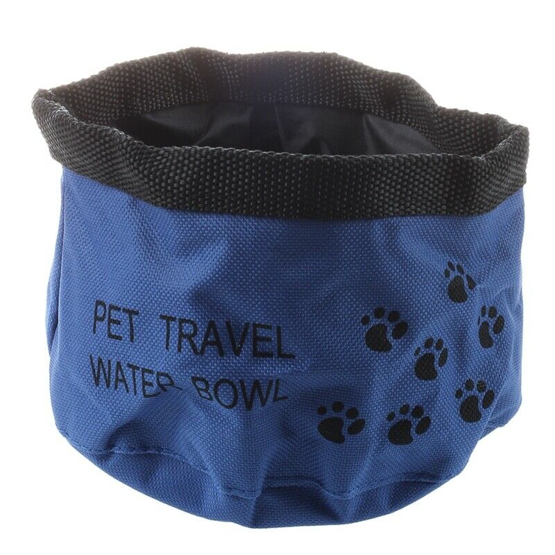 Pet Dog Cat Bowl Water Food Feeder Portable Collapsible Foldable Travel Blu
