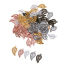 150pcs Wholesale Mixed Color Hollow Leaf Shape Pendant Charms Jewelry Making