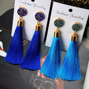 Women Long Earrings Hanging Bohemian Large Tassel Earring Ethnic Royal Blue