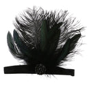 Pitch Black Feather Flapper Dress Costume Hairband Bridal Headpiece 1920's