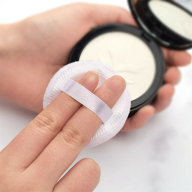 15Pcs Cotton Makeup Powder Puff with Strap Blush Loose Powder Blending Puff