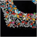 Women Alloy and Crystal Butterfly Necklace and Earring Set 40+7cm Multicolo
