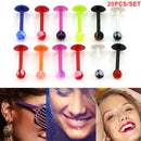 20Pcs/Set Mix Lots Multicolor Barbell Ball Tongue Lip Ring Piercing Body Jewe OZ