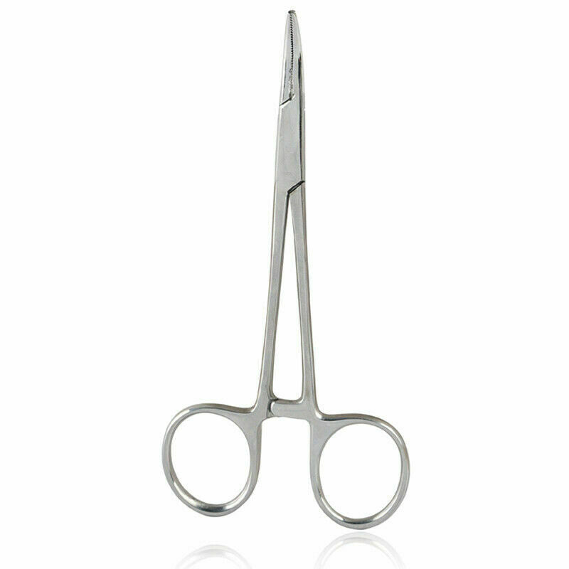 5" inch Curved Fishing Forceps Stainless Hemostat Locking Clamps Carp V9J5