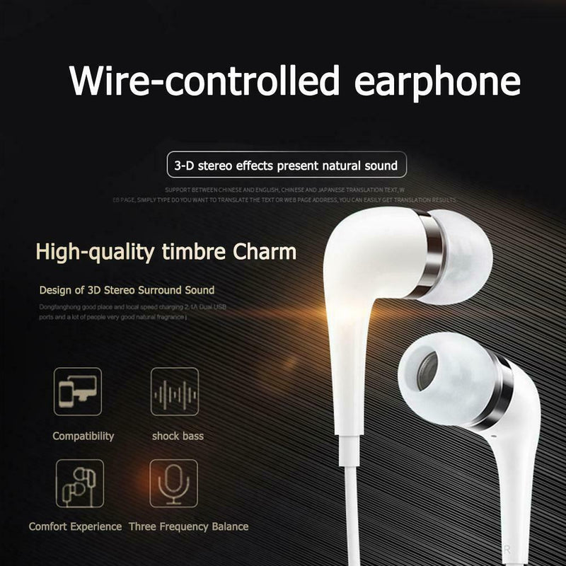 Hi-Fi Wired Earphones Earbuds Line Control 3.5mm In-Ear Headphones with Mic
