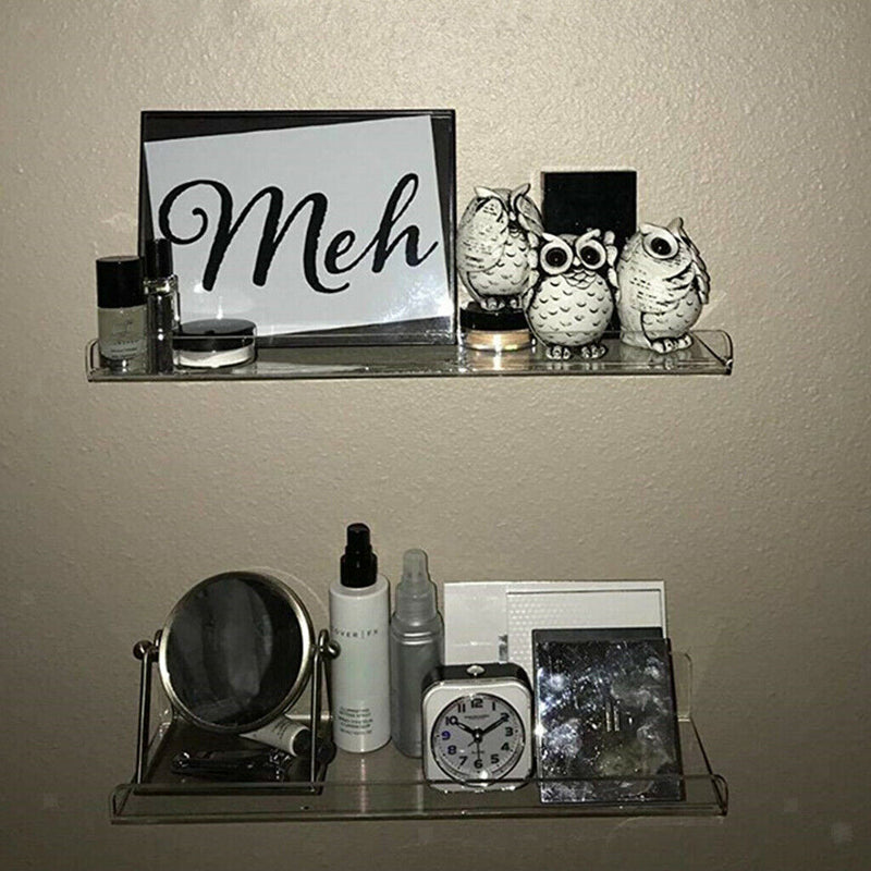 Clear Acrylic Floating Wall Ledge Shelf Rack Bathroom Display Spice Toys