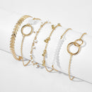 6Pcs/set Boho Bracelet Set Women Tassels Leaves Circular Chains Bangle Jewe o Hn