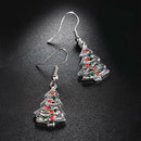 Red And Clear Crystal Christmas Tree Shape Dangle Earrings Stud Christmas G F8K5