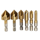 Degree Hex Shank Five Edge Chamfer Countersink Kit Drill Bit Set 6-19mm  D MRZ