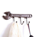 1Pc Retro Wall Hanger Sturdy 3 Hook Metal Wrench Shaped Hanger Coat Rack Co