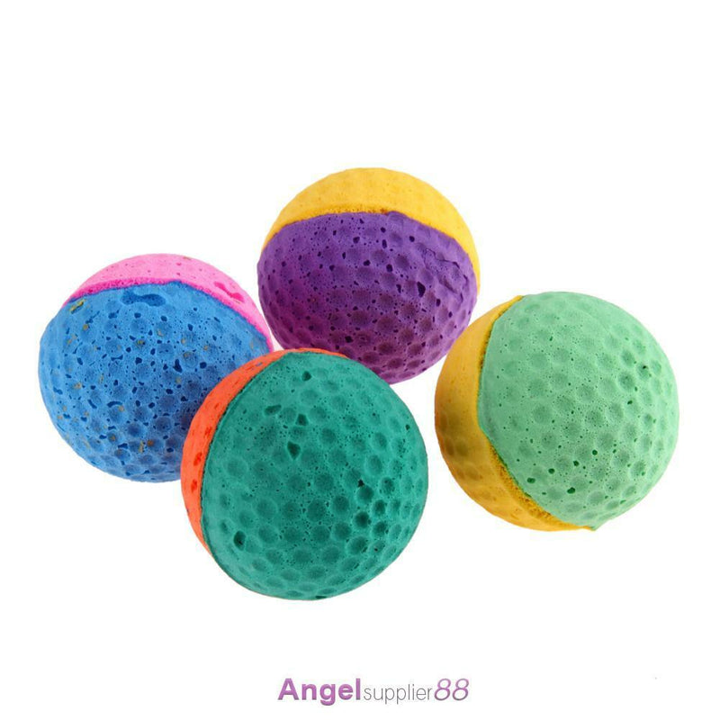 12pcs Funny Colorful Soft Latex Feathered Ball Toys Pet Cat and Dog Toys