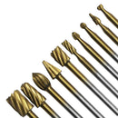 10pcs Routing Wood Rotary MIlling File Cutter Carving Rasps Deburrs HSS Titanium