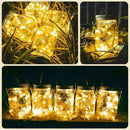 Solar Mason Jar Lights,8 Pack 20 LED Waterproof Fairy Firefly Jar Lids Stri