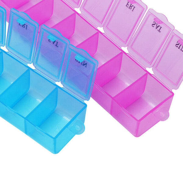 2x Weekly 7 Day Pill Box Travel Medicine Organiser Tablet Holder Case Storage
