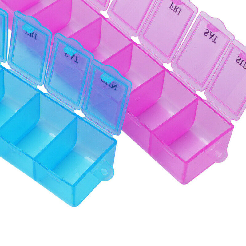 2x Weekly 7 Day Pill Box Travel Medicine Organiser Tablet Holder Case Storage