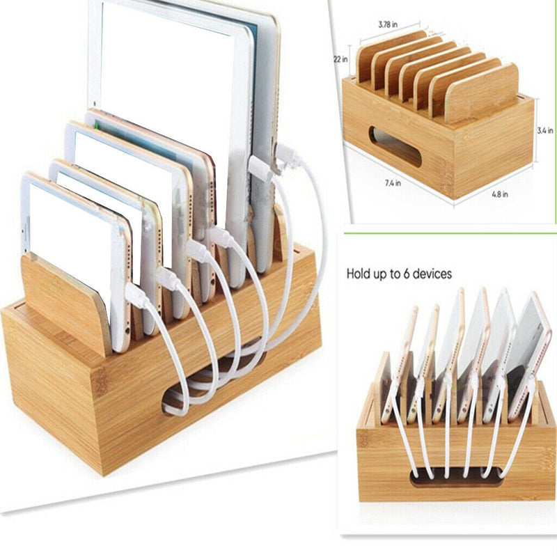 Bamboo Wooden Stand Charging Dock Station Charging Holder Stand Mobile Phone