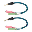2x 3.5mm 2 Female to 1 Male Plugs Audio Y Splitter Cable Adapter for Laptop