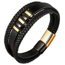 Leather Rope Bracelet Stainless Steel Leather Woven Bracelet Leather Multi-