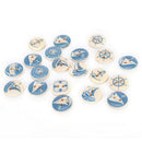 10PCs Natural Wooden Round Buttons Blue Nautical Design Sewing Accessories C8