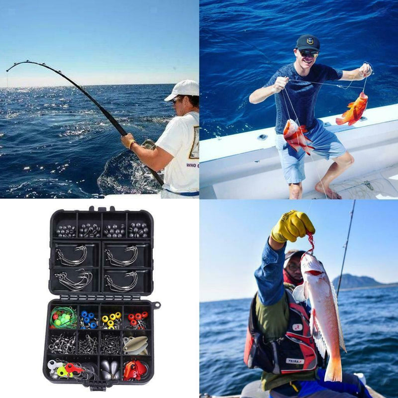 187 Pieces Fishing Accessories Kits Jig Hooks Fishing Set with Tackle Box