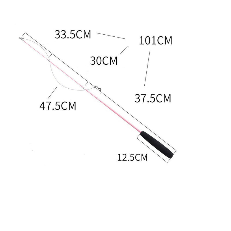 Pet Telescopic Feather Teaser Wand Rod Cat Toys w/ Replacement Head (Pink) A