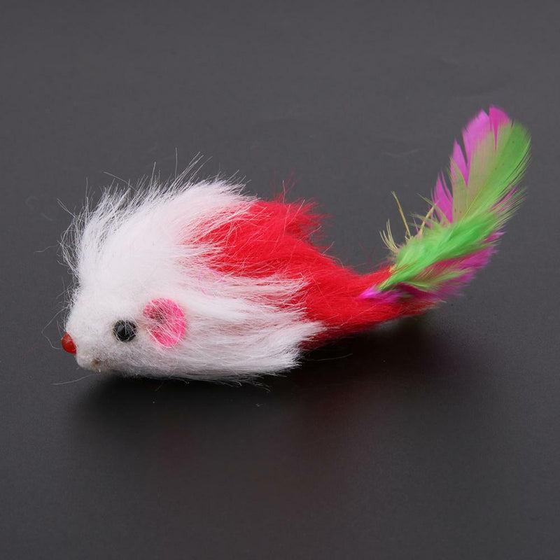 2Pcs/lot Dog Cat Toys Soft Plush Mouse Colorful Feather Pet Playing Toys Hot New