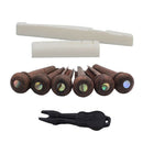 Acoustic Guitar Bone Bridge Saddle and Nut & Rosewood Bridge Pins Abalone Dot