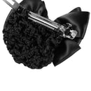 Black Bowknot Decor Snood Net Barrette Hair Clip Bun Cover M3X2