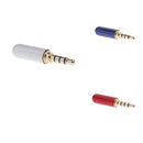 3Pcs Male 3.5mm 1/8" Mini Audio Plug Stereo Adapter Soldering Blue + Red + White