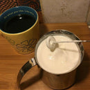 Milk Frother, Electric Handheld Milk Foamer With Double Stainless Steel Whi