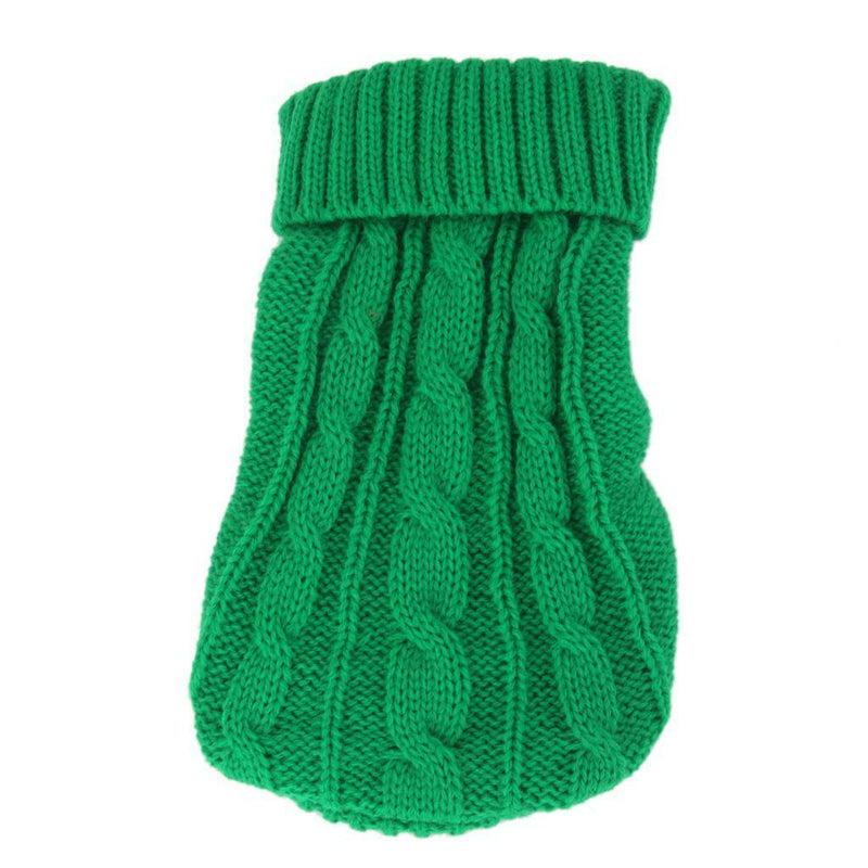 Small Pet Dog Sweater Warm Clothes Crochet Coat For Chihuahua Green 4#