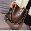 Women Large Capacity Alligator Bucket Bags Crocodile Pattern Handbag Casual I1A4