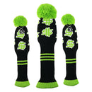 3Pcs Knitted Golf Headcover - PomPom Golf Club Head Covers Universal Fit for All