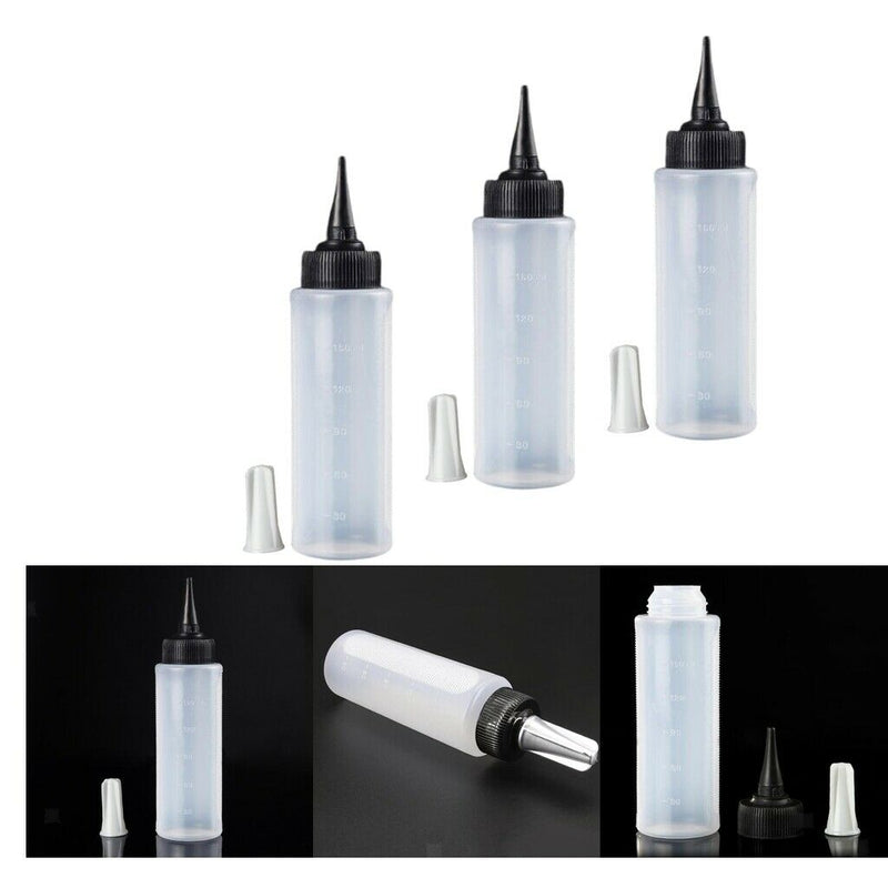 3Pcs 150ml Plastic Salon Applicator Measuring Bottle Nozzle Tip for Hairdressing