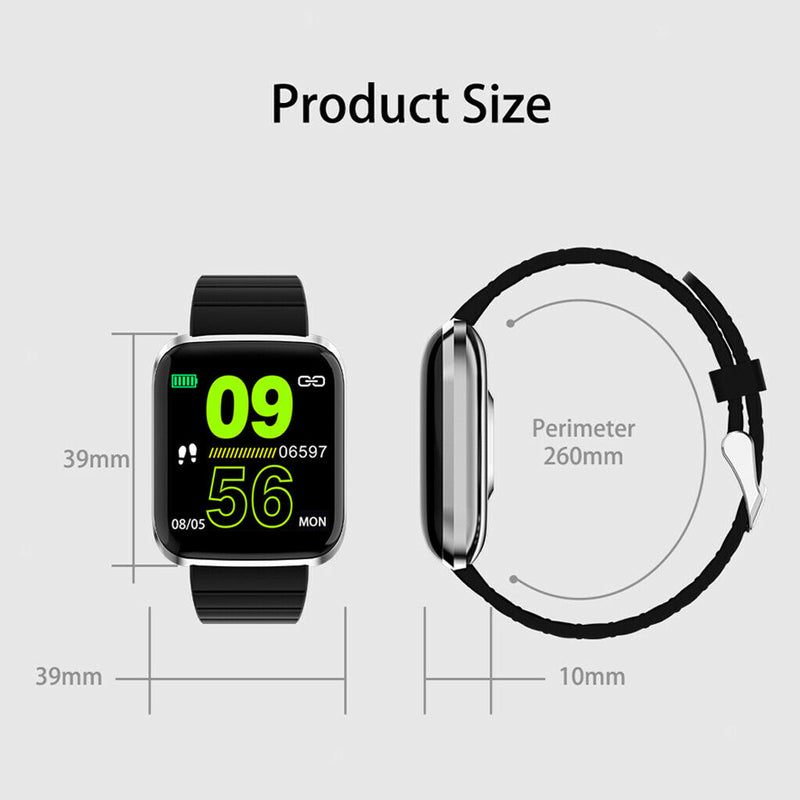 1.3inch Screen Smart Watch Blood Pressure Waterproof Fitness Tracker Black