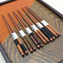 6 pair handmade Japanese natural chestnut wood chopsticks value set P1N7