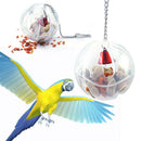 For Treat Parrots Birds Ball Toys Food Feeder Cage Hanging Bell Foraging C BQJ