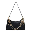 Casual PU Women Handbag Totes Chain Female Underarm Shoulder Bags (Black)