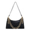 Casual PU Women Handbag Totes Chain Female Underarm Shoulder Bags (Black)