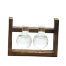 Hanging Glass Vase Landscape Terrarium With Wooden Stand Decor 2 Bottle