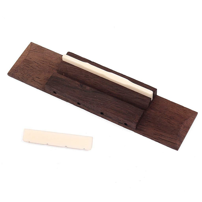 Replacement Rosewood Bridge and Bone Nut Saddle Slotted for Ukulele Guitar