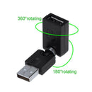 360 Degree Rotary Knob USB2.0 Male to USB2.0 Female Converter Adapter