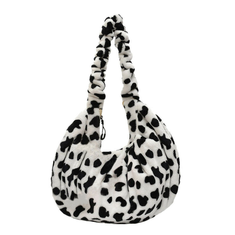 Fashion Pleated Dumplings Women Handbags Cow Printed Big Capacity Messenger Bags