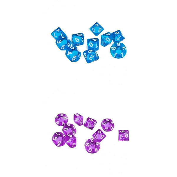 20 Pack Clear D10 Dice 10 Sided Dice for D&D RPG MTG Accessories 2 Colors